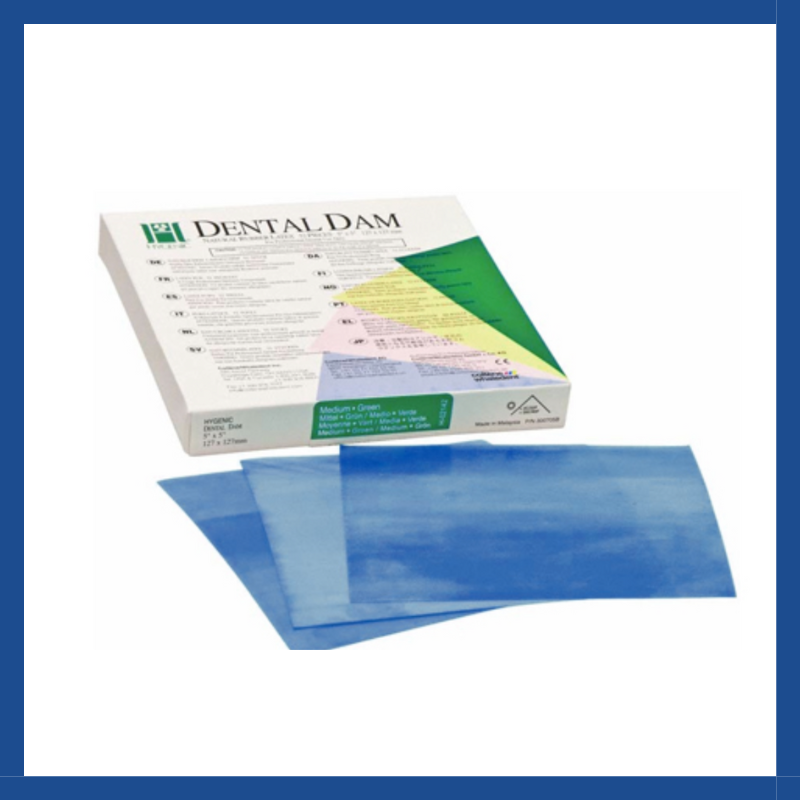 Goma Dique Latex Azul 6x6  (caja 36 hojas)