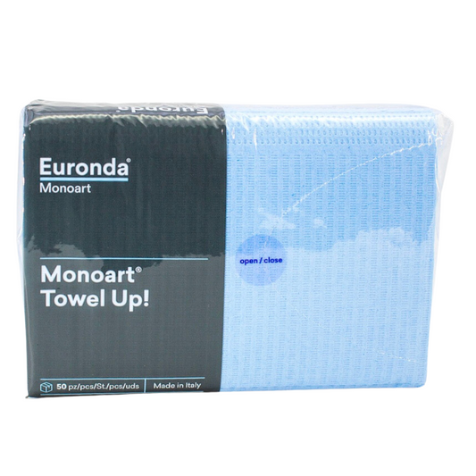 Servilleta (Pechera) Desechable Mono @art (Italiana) Color Celeste Bolsa 50 unidades