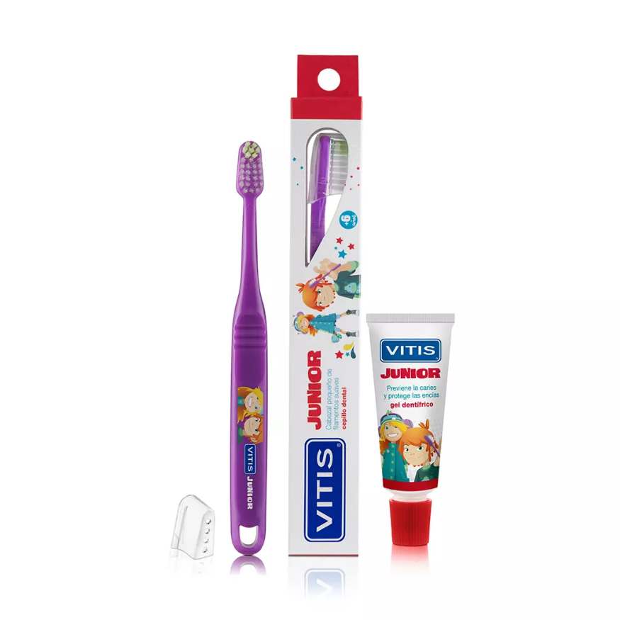 Pack Dental para niña (o) Cepillo VITIS Junior  + Gel 15 ML