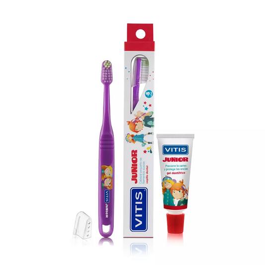 Pack Dental para niña (o) Cepillo VITIS Junior  + Gel 15 ML