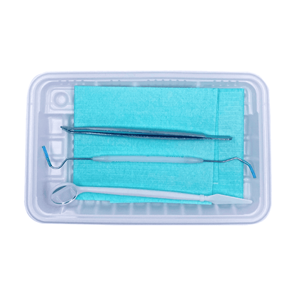Kit de diagnostico desechable y esteril  (01 bandeja -  01 Pinza Examen  + 01 Sonda Curva dobles + 01 Mango con espejo N° 5)